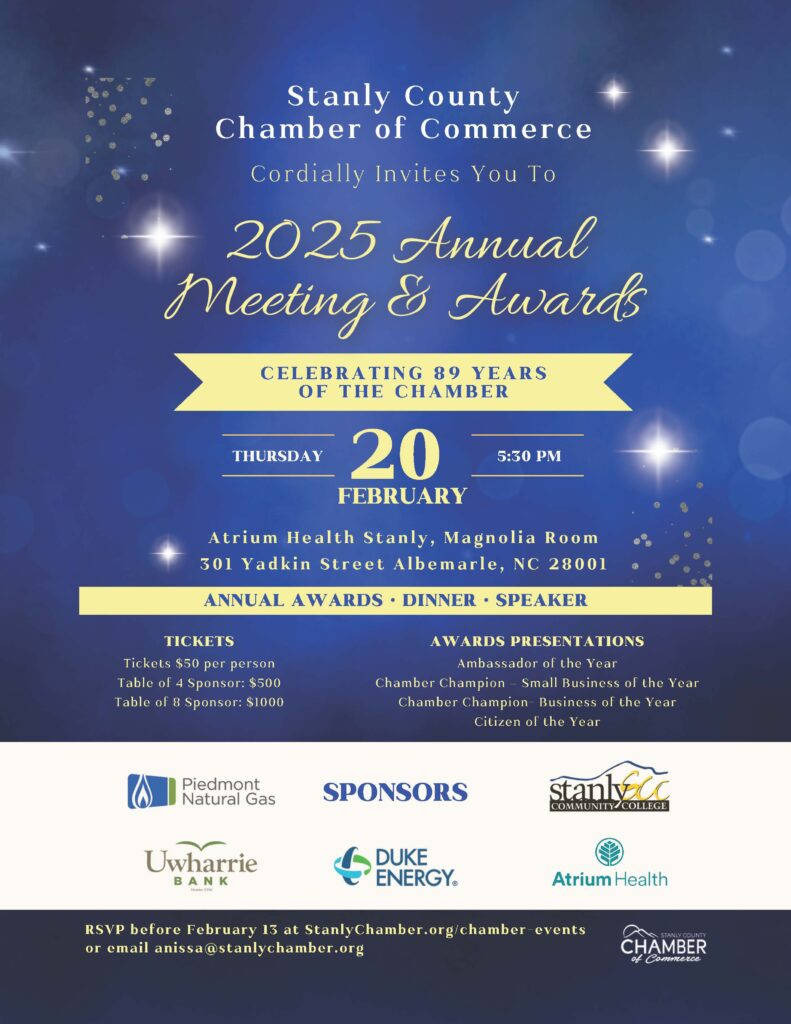 2025 Stanly Chamber of Commerce Annual Meeting Invitation